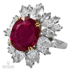 Spectra Fine Jewelry, Certified 7.91 Carat Burmese Ruby Diamond Cocktail Ring