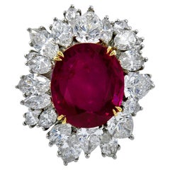 Spectra Fine Jewelry, Certified 7.91 Carat Burmese Ruby Diamond Cocktail Ring