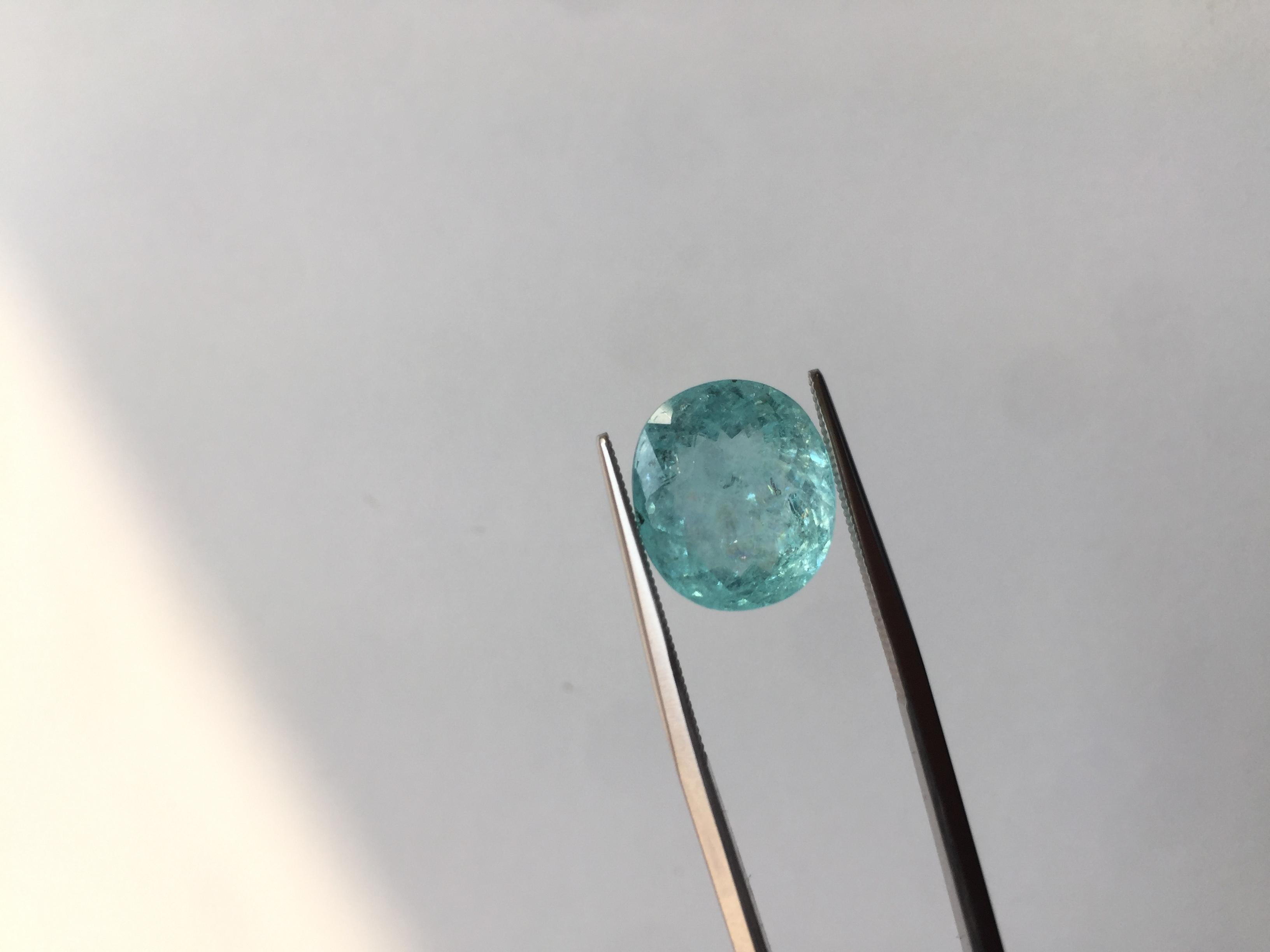 Certified 7.96 Carats Paraiba Tourmaline Oval Cut Stone for Fine Jewellery In New Condition For Sale In Jaipur, RJ