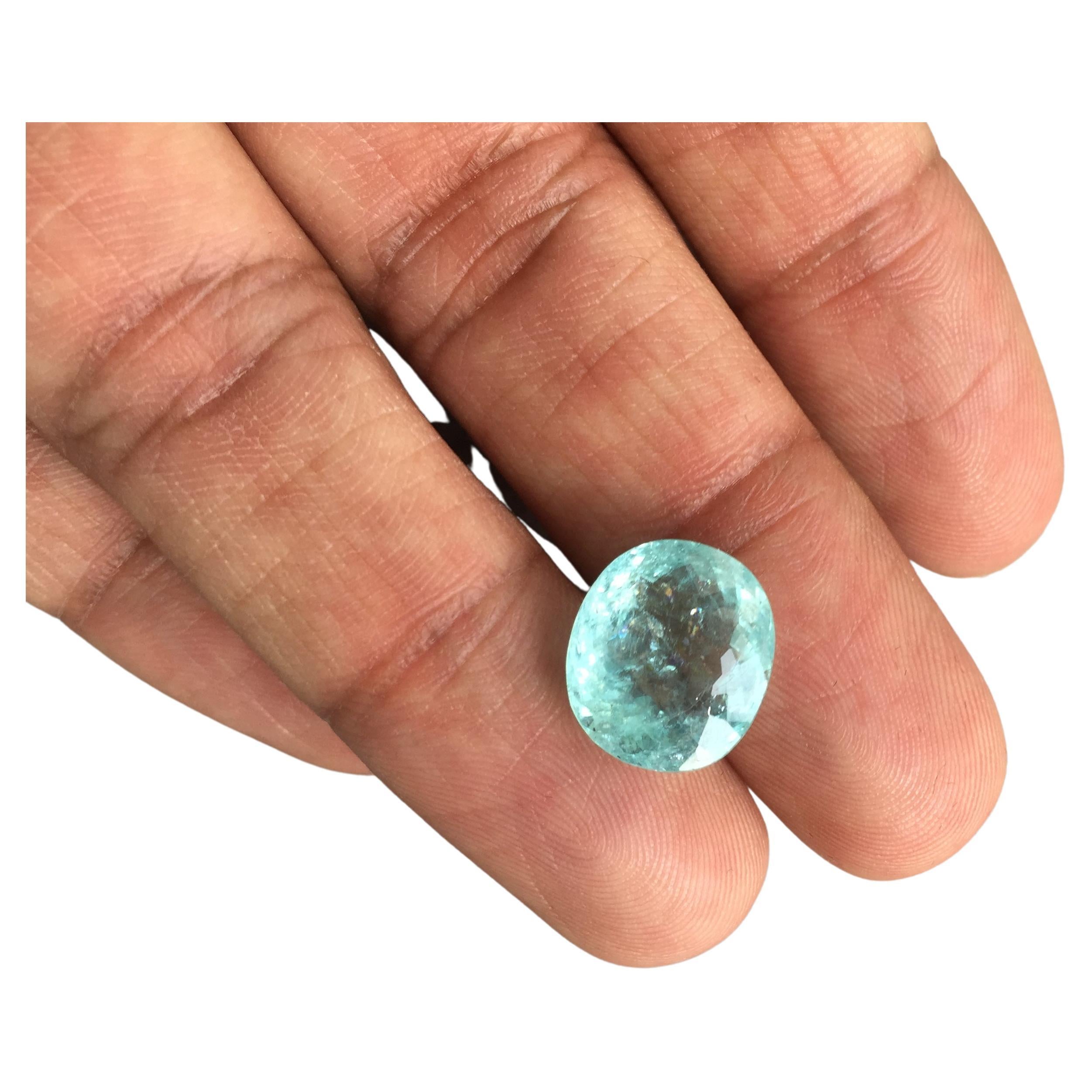 Certified 7.96 Carats Paraiba Tourmaline Oval Cut Stone for Fine Jewellery