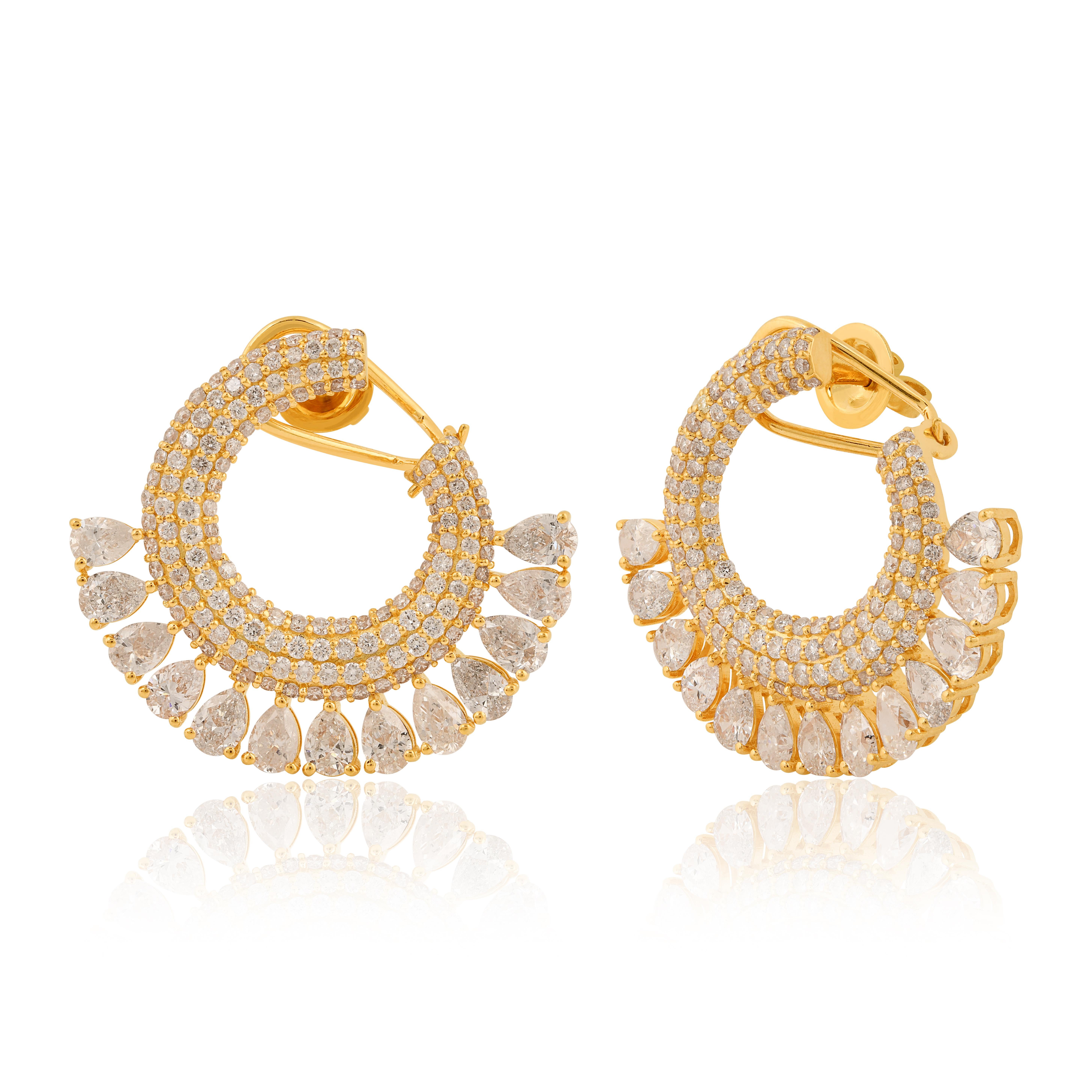 Item Code :- SEE-11766
Gross Weight :- 12.26 gm
14k Solid Yellow Gold Weight :- 10.66 gm
Natural Diamond Weight :- 8 carat  ( AVERAGE DIAMOND CLARITY SI1-SI2 & COLOR H-I )
Earrings Size :- 34x30 mm approx.

✦ Sizing
.....................
We can