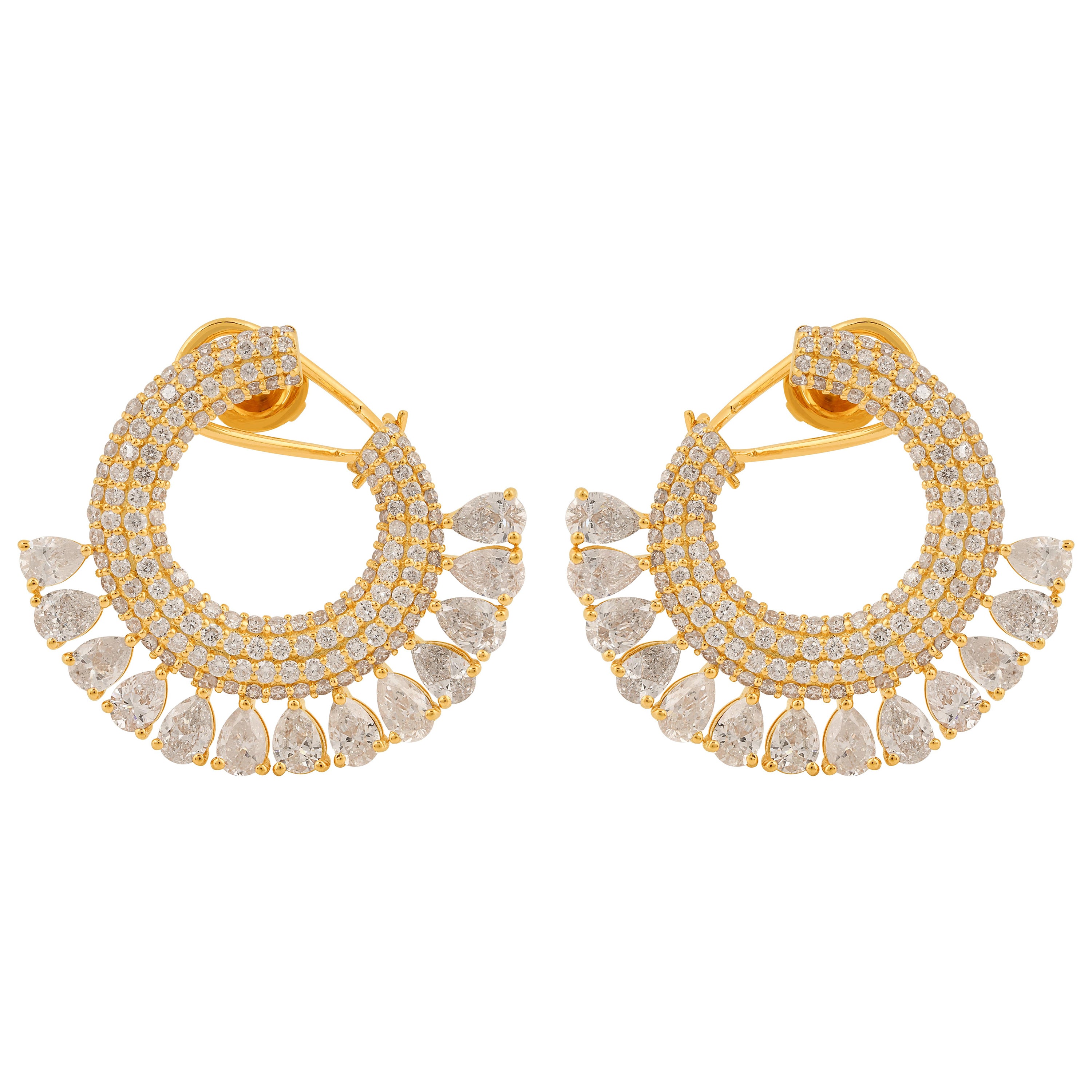 Pendientes de diamantes pera certificados de 8 quilates, claridad SI y color HI, oro amarillo de 14 quilates