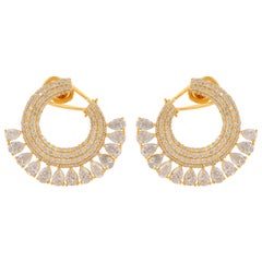Pendientes de diamantes pera certificados de 8 quilates, claridad SI y color HI, oro amarillo de 14 quilates