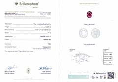 Certified 8.02 Carat Oval Cut Ruby and Diamond Three-Stone Halo Ring in Platinum