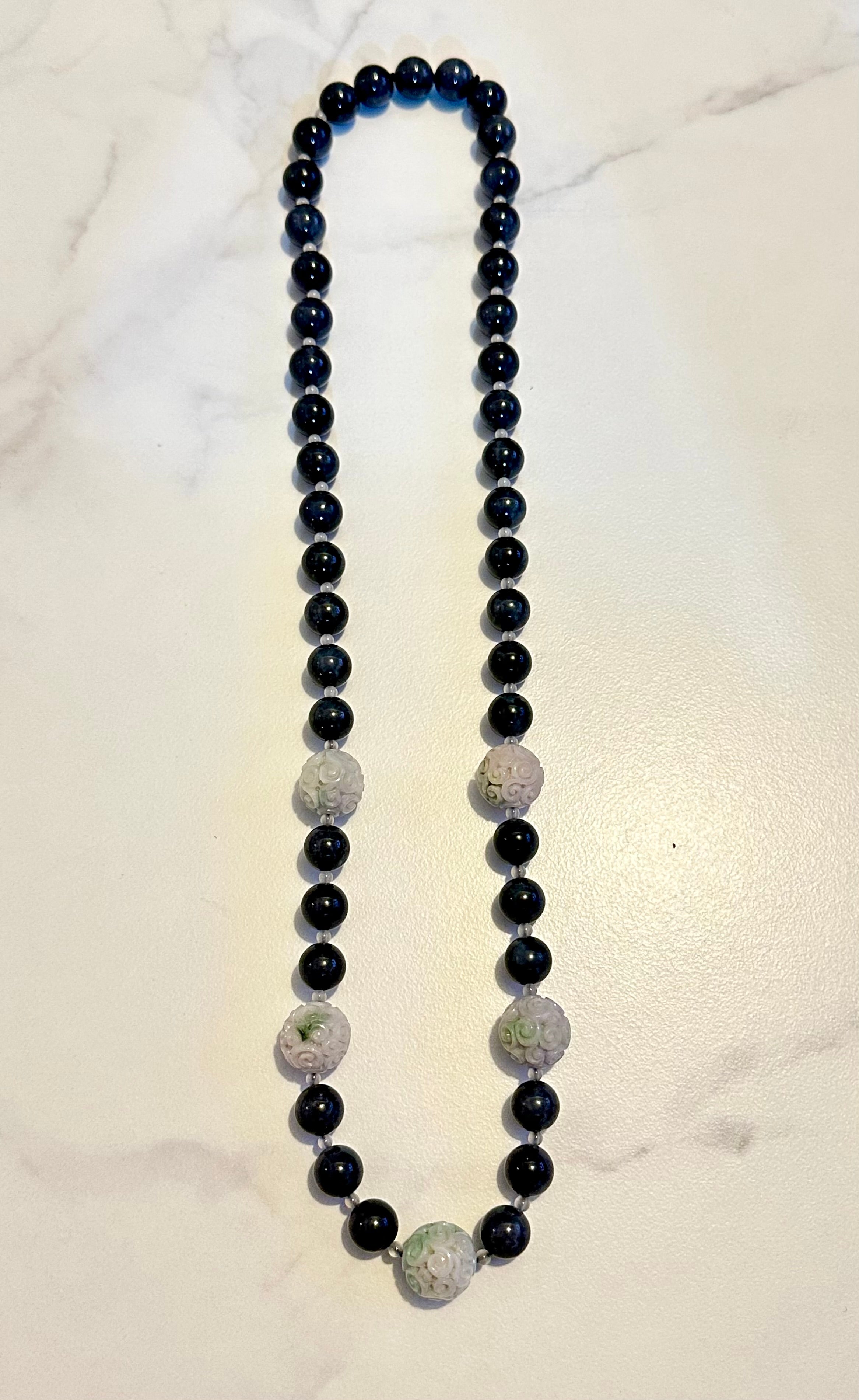 Certified 850cts Jade Bead Necklace, Lavender, Green, Black & Grey, Lucky Jade For Sale 14