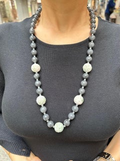 Certified 850cts Jade Bead Necklace, Lavender, Green, Black & Grey, Lucky Jade