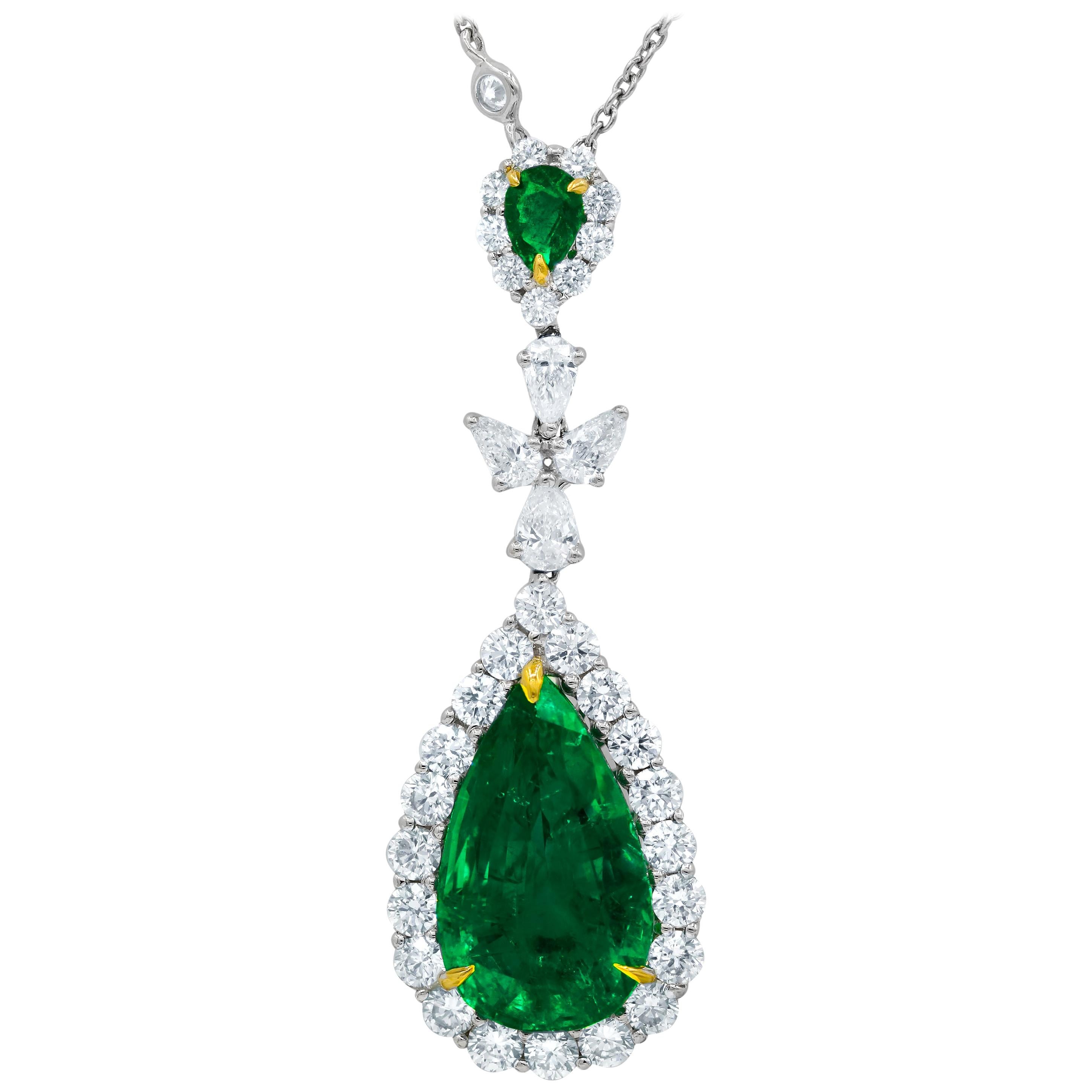 Diana M. Certified 8.58 Carat Green Emerald Pendant