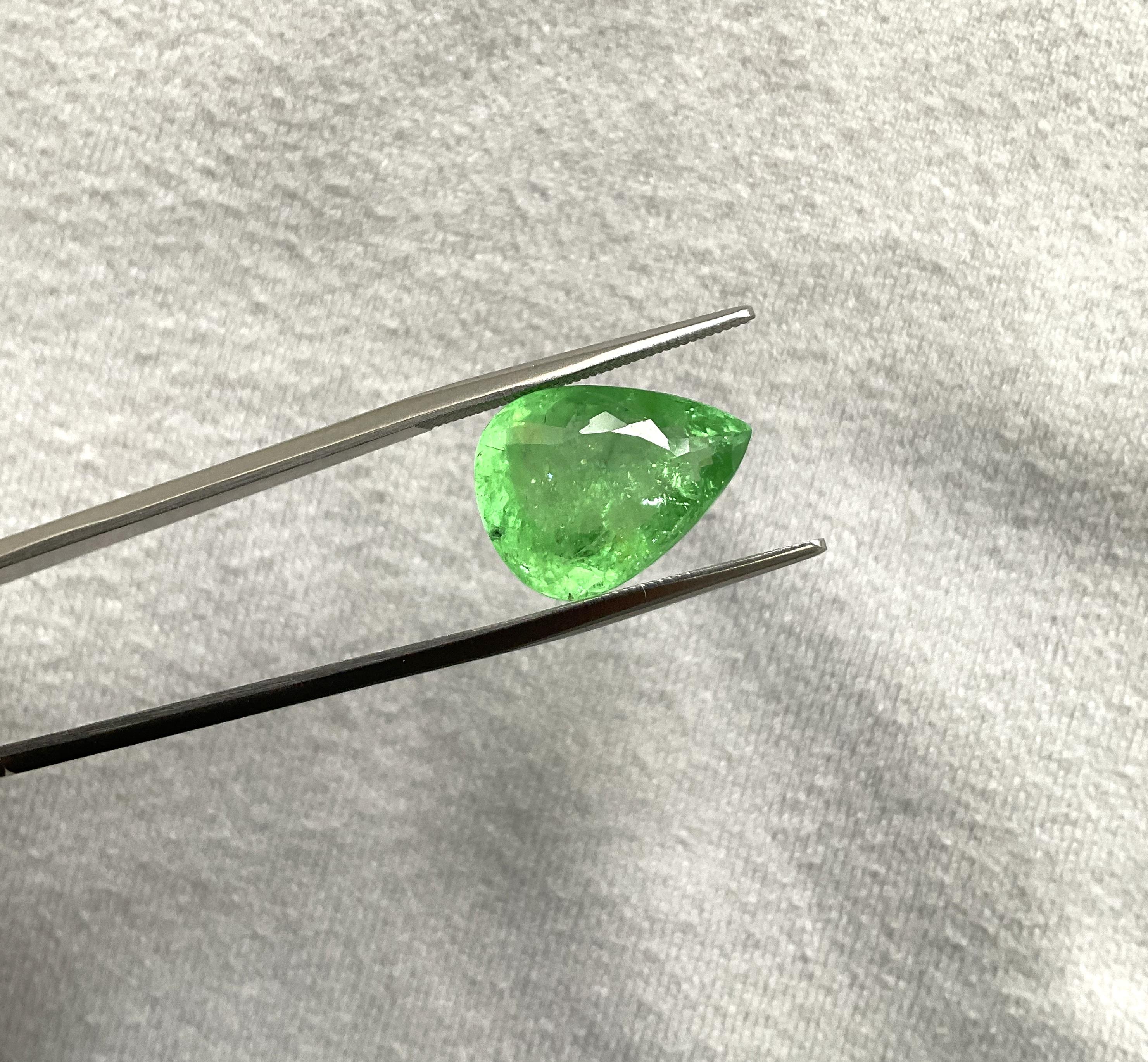 Certified 8.62 Carats Green Paraiba Tourmaline Pear Cut Stone for Fine Jewelry In New Condition For Sale In Jaipur, RJ
