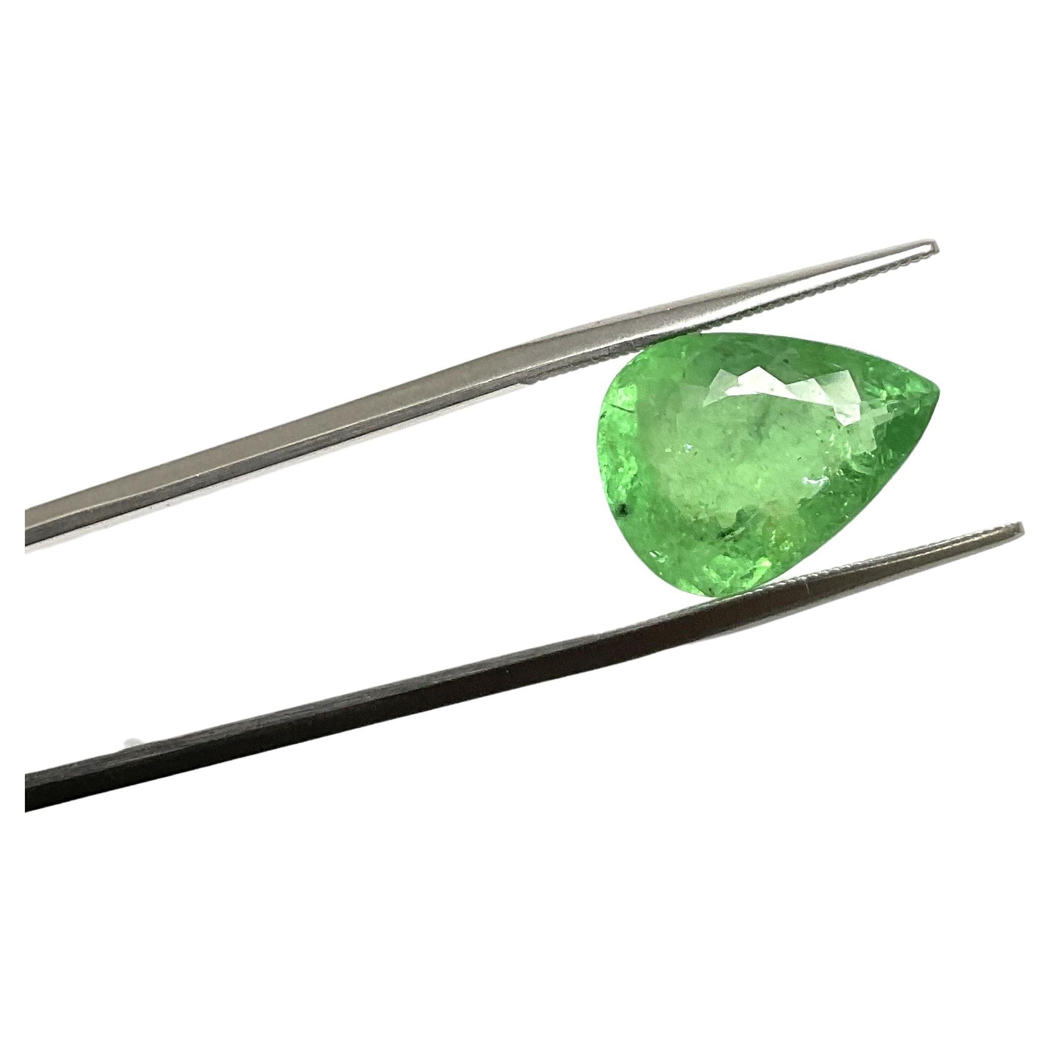 Certified 8.62 Carats Green Paraiba Tourmaline Pear Cut Stone for Fine Jewelry