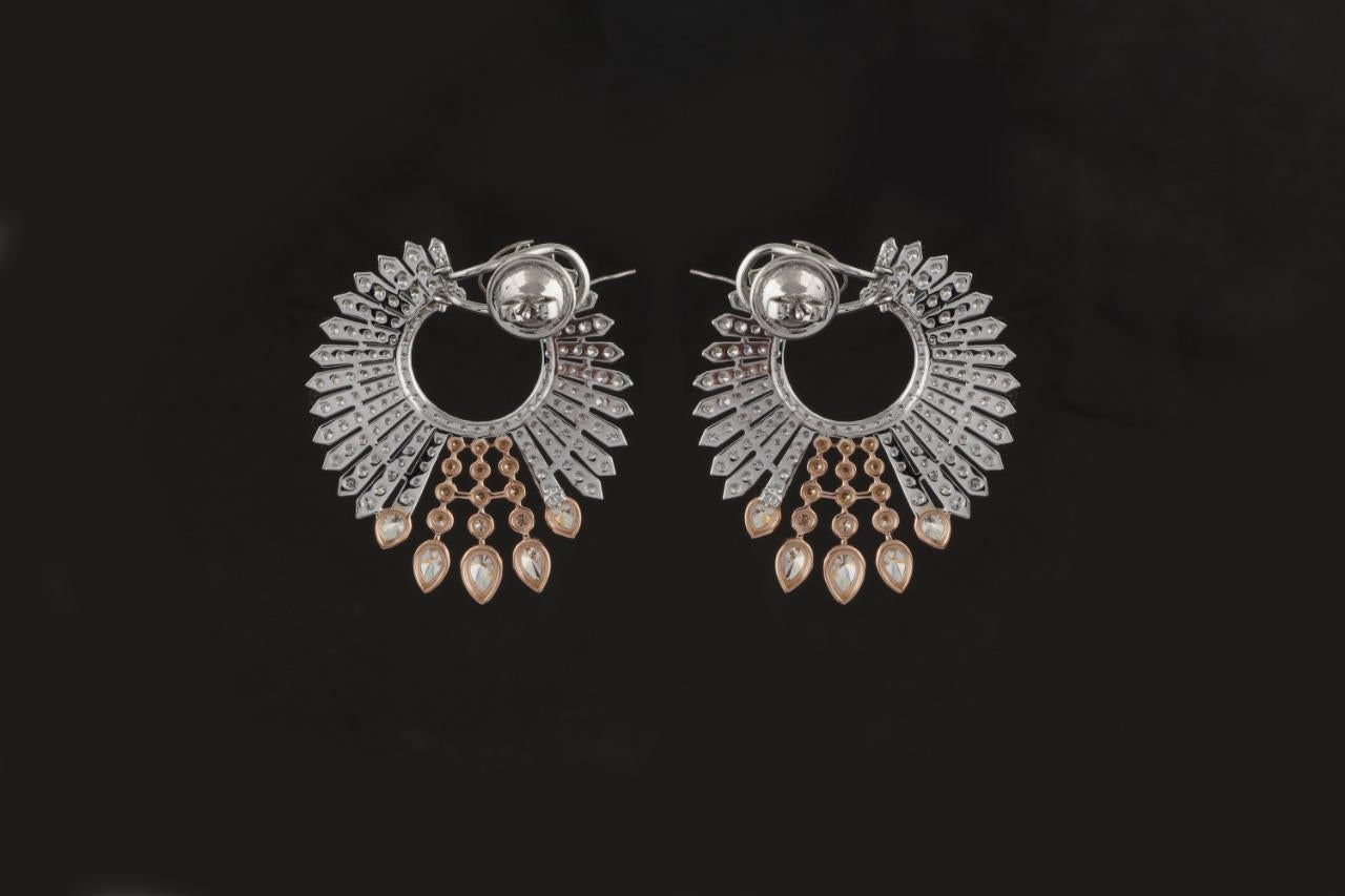 Contemporary Certified  8.66 Carats  Diamonds 18k Gold Earrings   For Sale