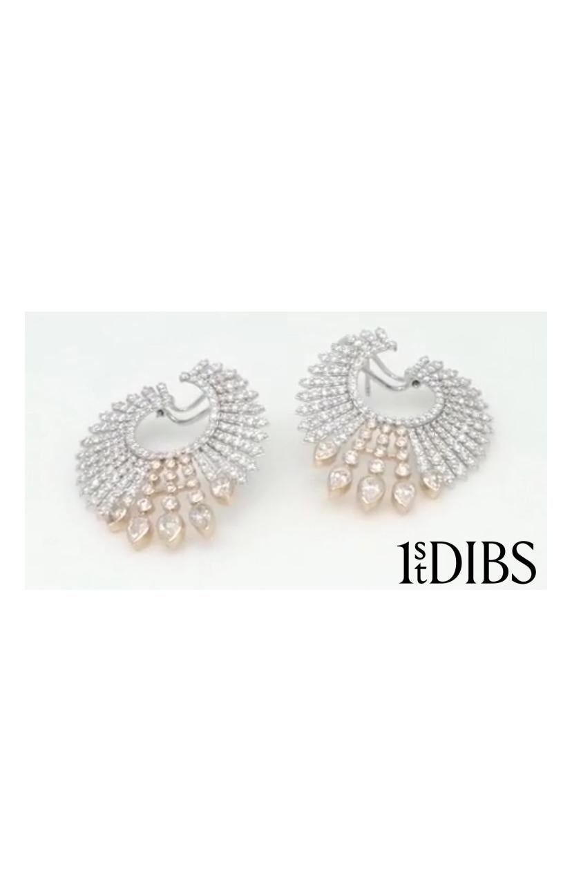 Certificato 8,66 Carati  Orecchini con diamanti in oro 18 carati in vendita 2