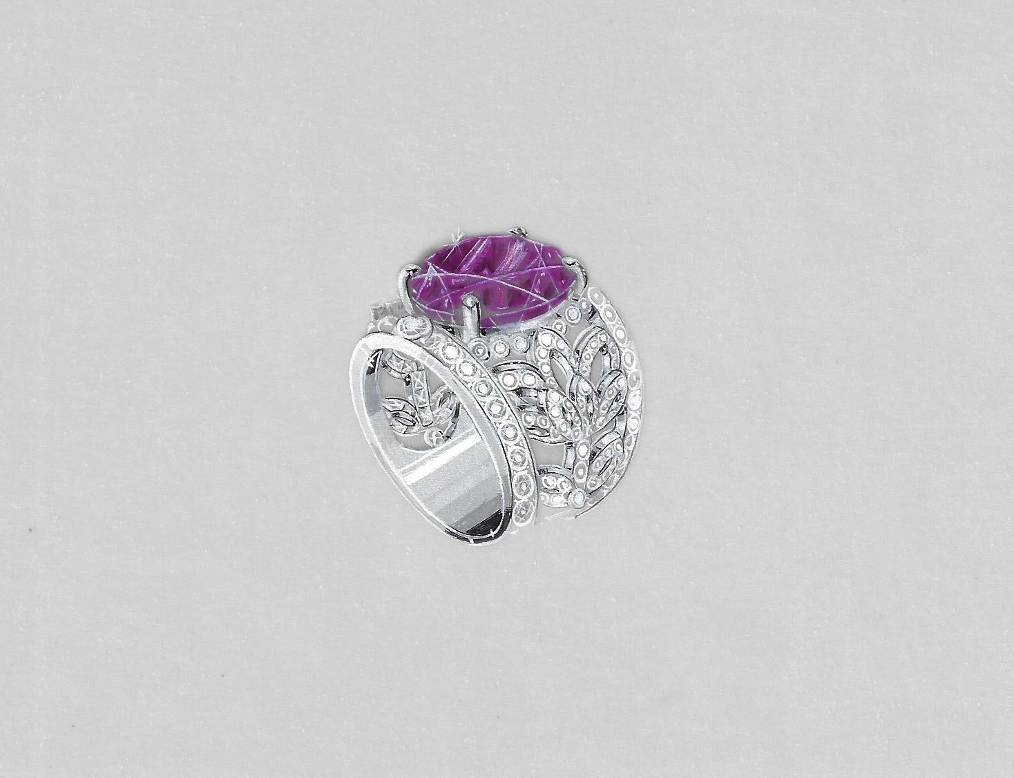 Contemporary Certified 8.77 Carat Natural Purple Sapphire for Bespoke Ring Creation  For Sale