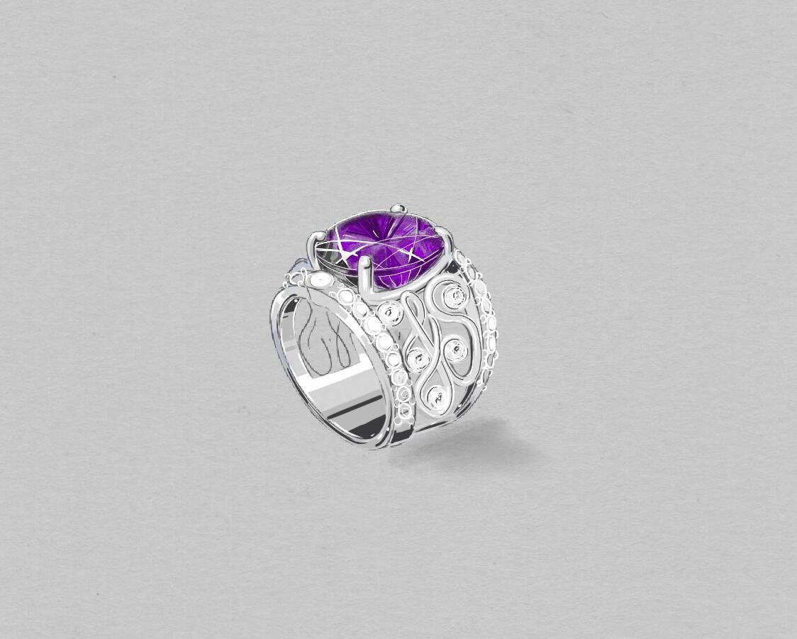 Cushion Cut Certified 8.77 Carat Natural Purple Sapphire for Bespoke Ring Creation  For Sale