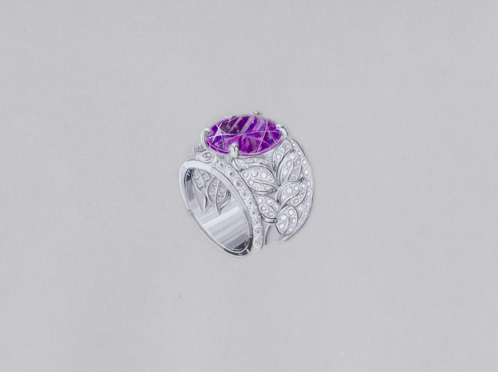 Certified 8.77 Carat Natural Purple Sapphire for Bespoke Ring Creation  In New Condition For Sale In Paris, FR