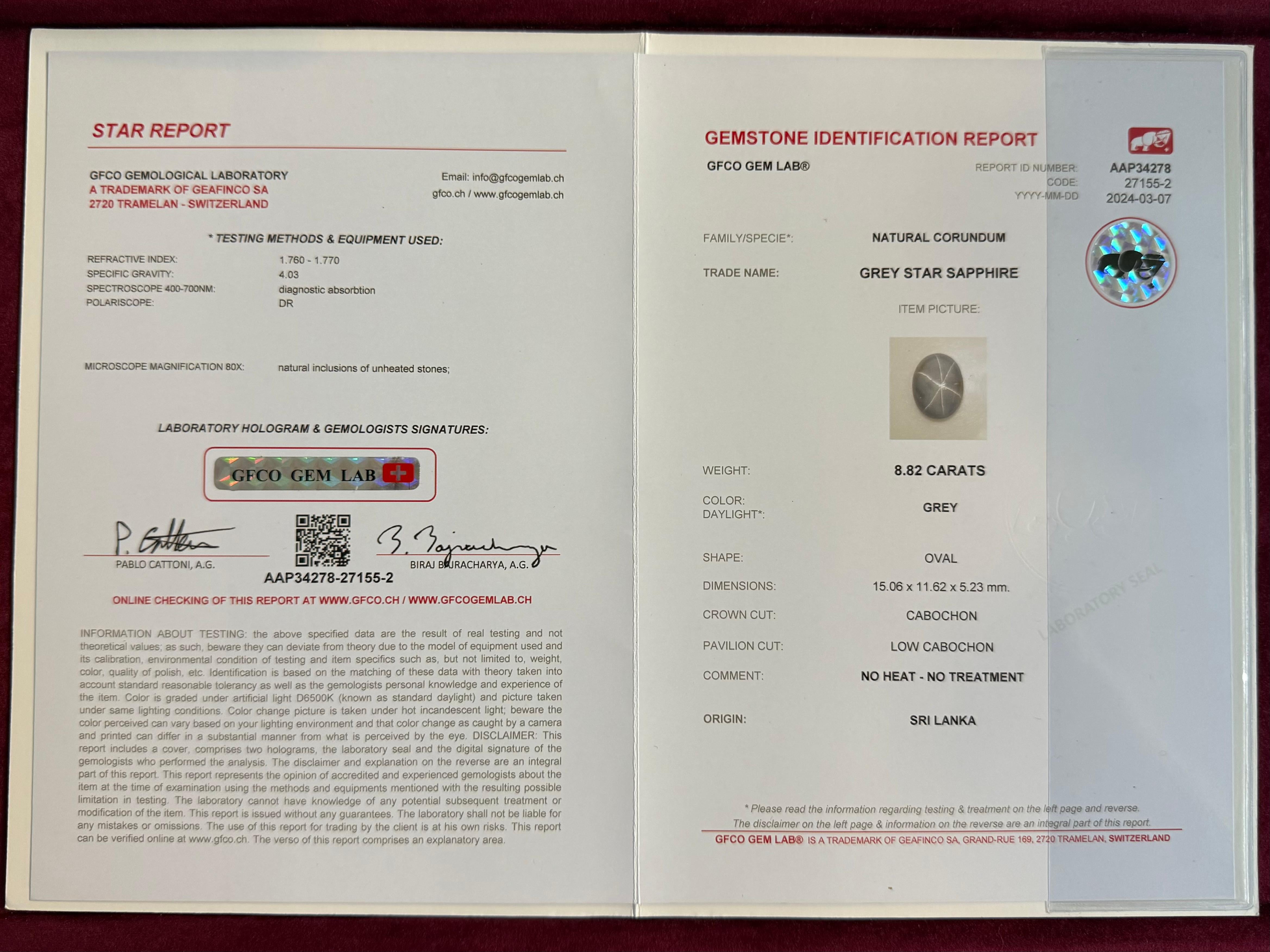 Anello cocktail con zaffiro e diamante Ceylon No Heat Star certificato da 15 mm x 11,6 mm. in vendita 15