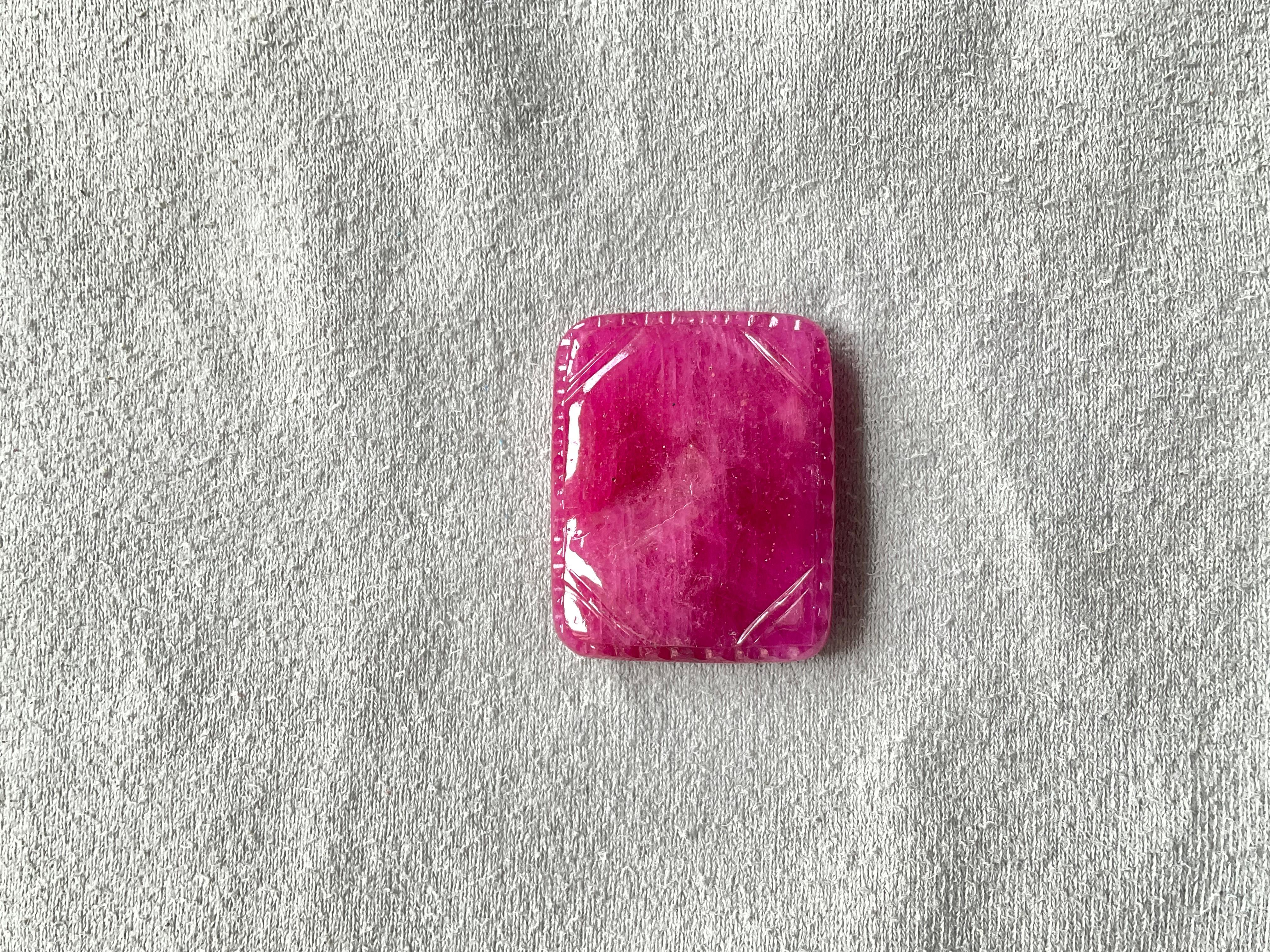 Art Deco Certified 89.35 Carats Ruby Mozambique Carved Specimen Heated Natural Gemstone For Sale