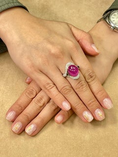 Certified 9 Carat No Heat Pinkish Red Ruby & Fancy Cognac Diamond Cocktail Ring