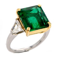 Certified  9.02cts Zambian Emerald Diamond Platinum Cocktail Ring