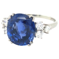 Certified 9.32 Carat Burma No Heat Sapphire and Diamond Ring by Gübelin