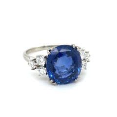Certified 9.32 Carat Burma No Heat Sapphire and Diamond Ring by Gübelin