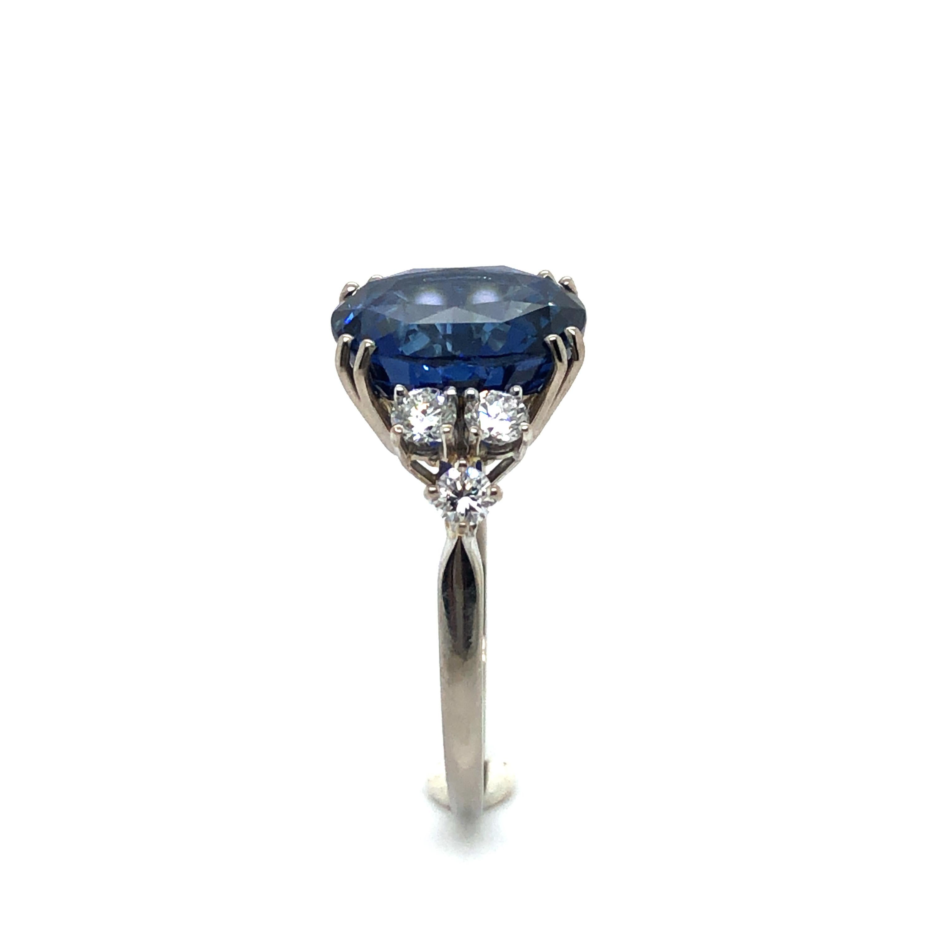 Certified 9.32 Carat Burma No Heat Sapphire and Diamond Ring by Gübelin 3