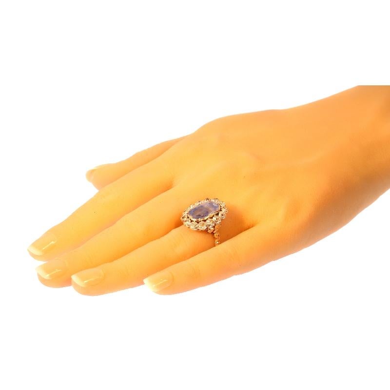 Certified 9.35 carat Sapphire and Diamond Antique 18 Karat Gold Engagement Ring 5