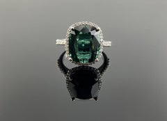Certified 9.41 Carat Tourmaline and Diamond Engagement Ring