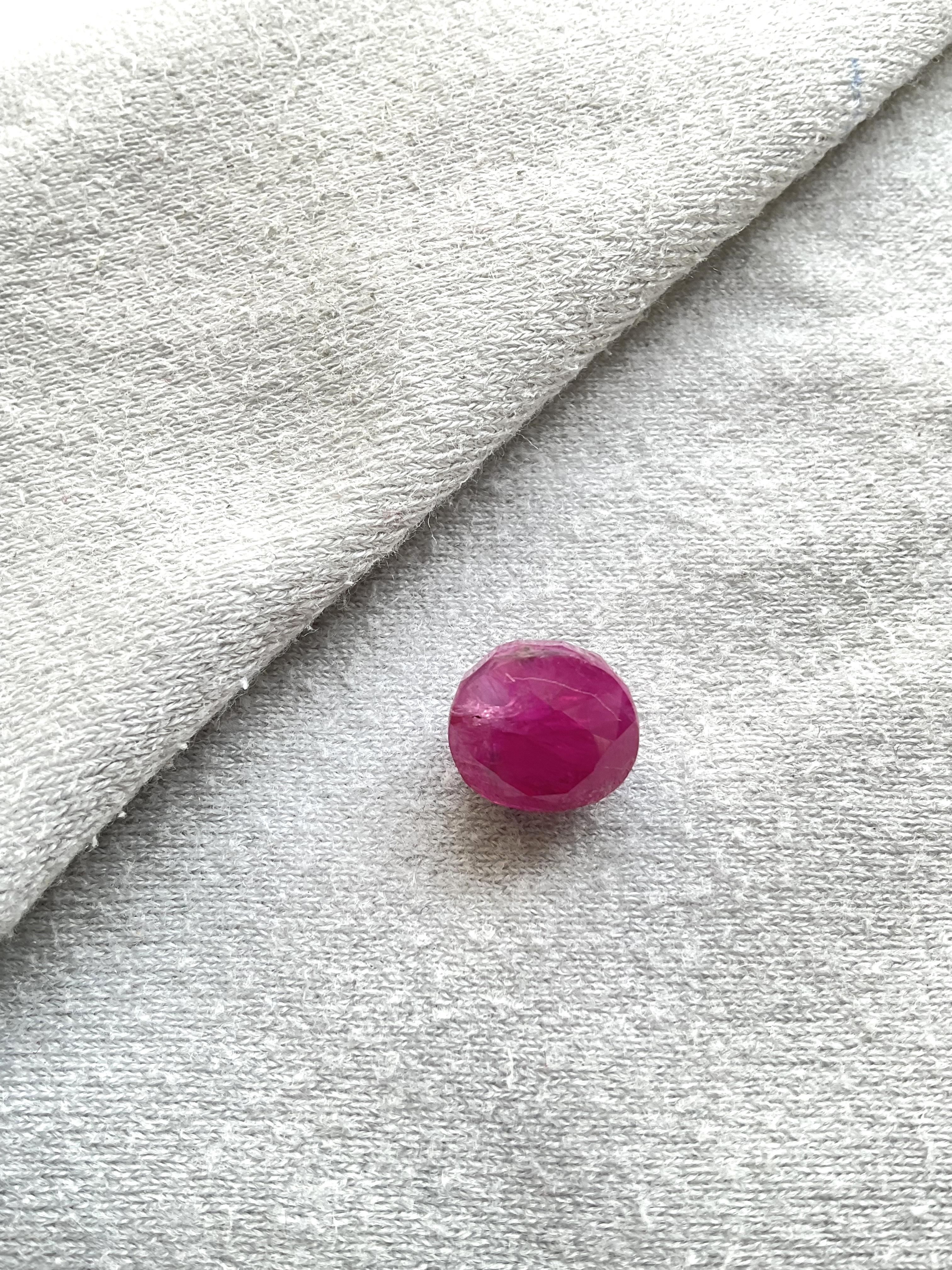Art Deco Certified 9.58 Carats No Heat Burmese Ruby Round Faceted Cutstone Natural Gem For Sale