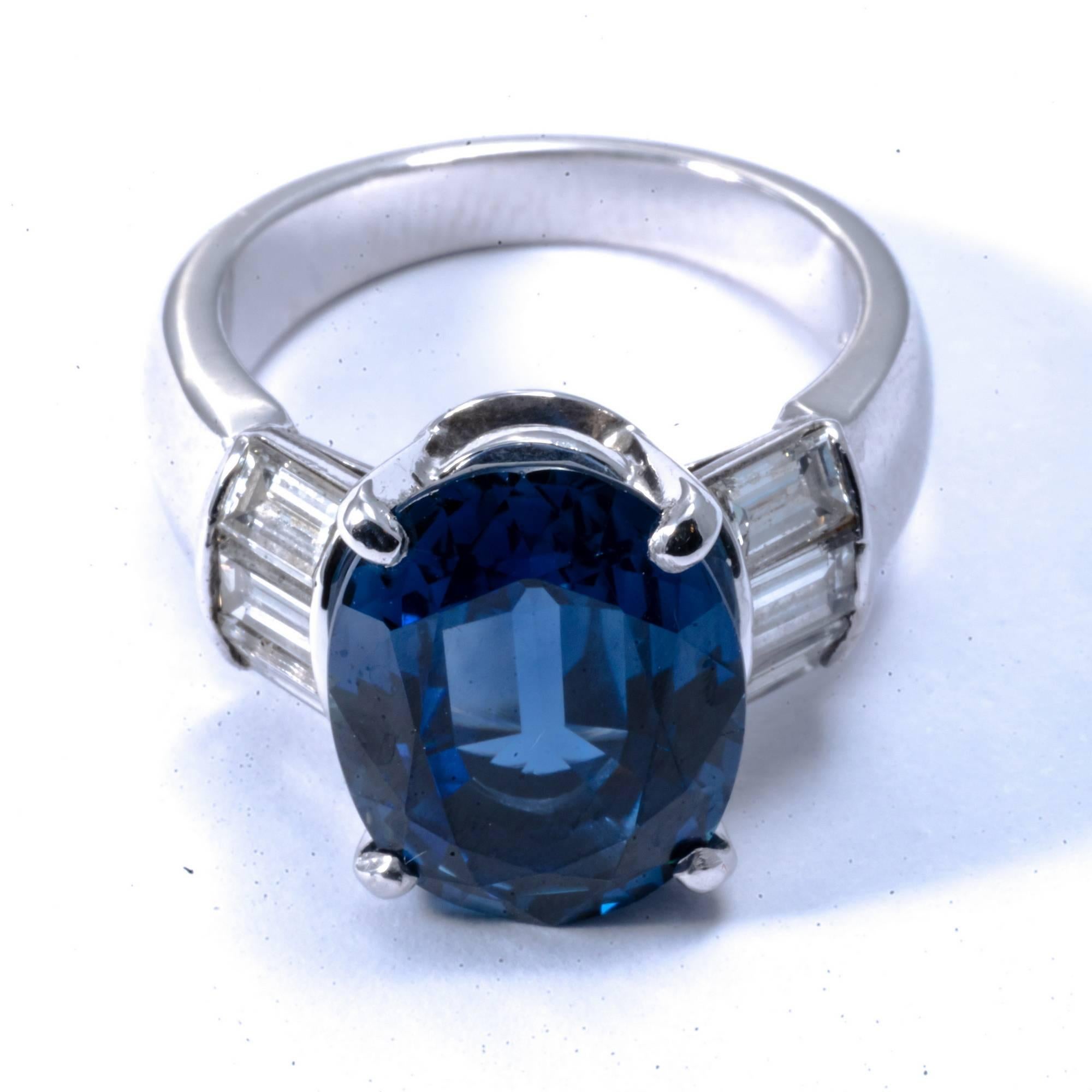 Certified Not Treated  9.80 Carat Sapphire Diamond Platinum Statement Ring Band For Sale 4