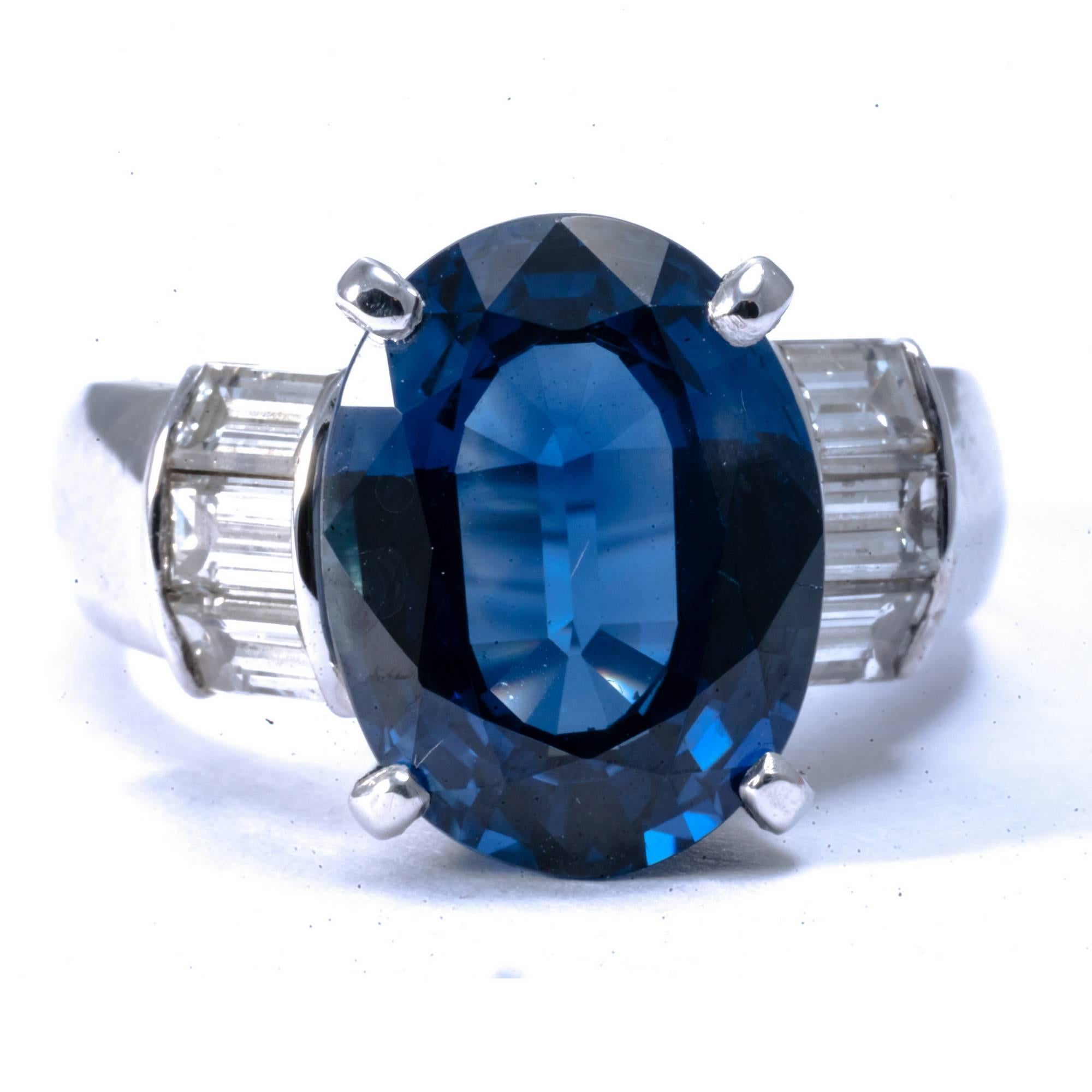 Certified Not Treated  9.80 Carat Sapphire Diamond Platinum Statement Ring Band For Sale 5