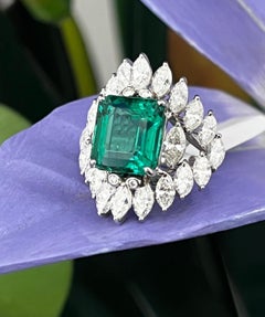 Certified 9.88 Carat Emerald and Diamond Cocktail Ring