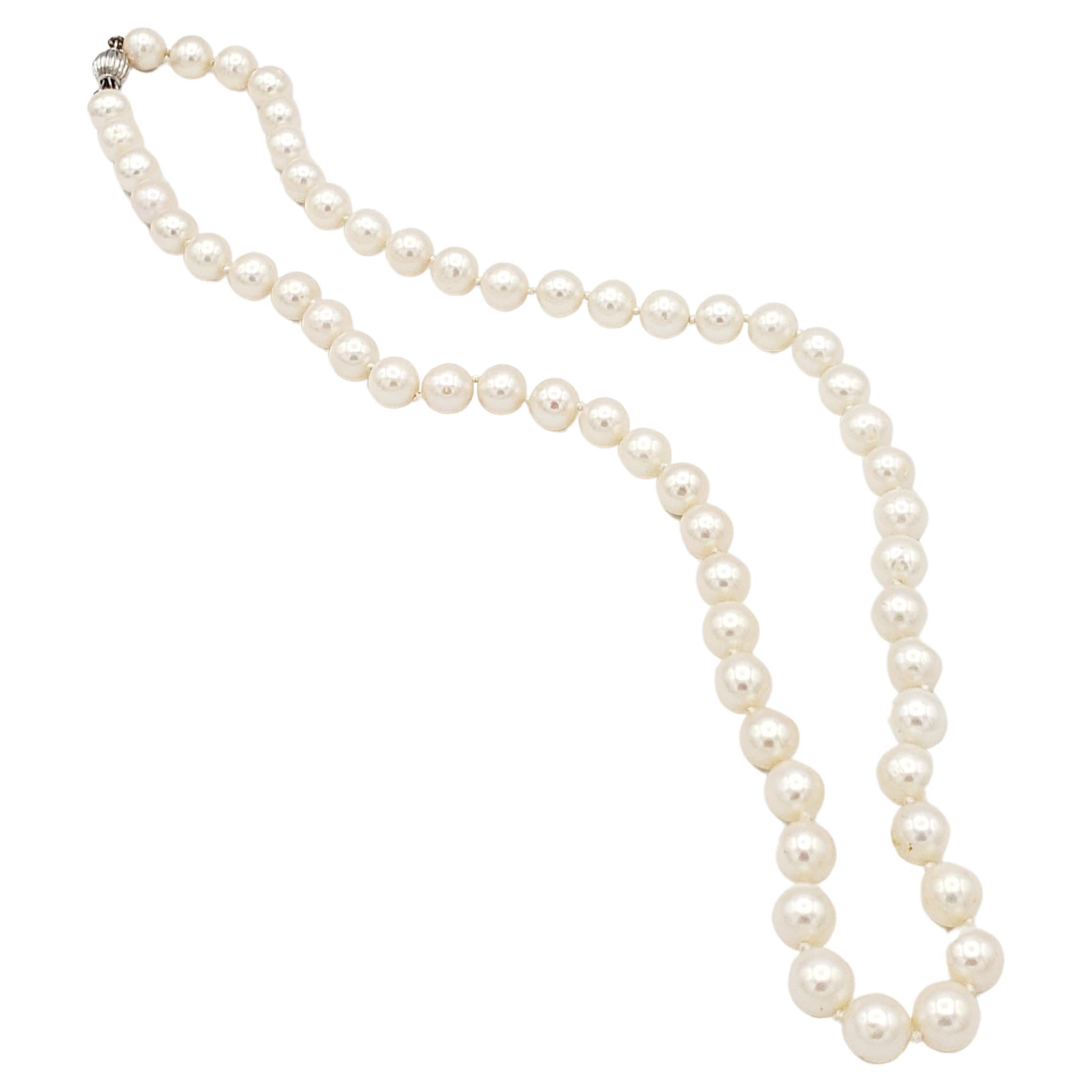 NEW Certified AA+ Quality Japanese Akoya Salt Water White Pearl Necklace For Sale