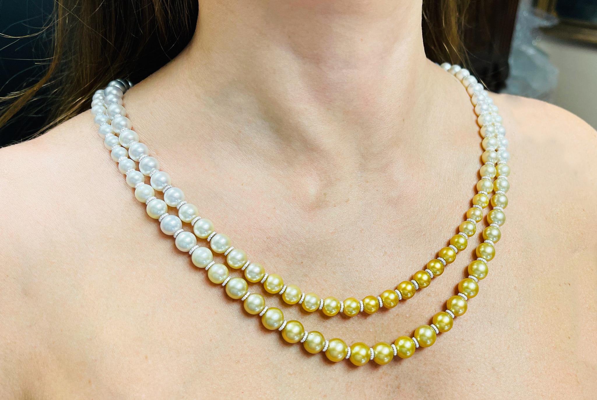 Certified Akoya Pearls = 6-10mm
Sapphire = 1.60 Carats
Diamonds = 10.50 Carats
Metal: 14K Gold
