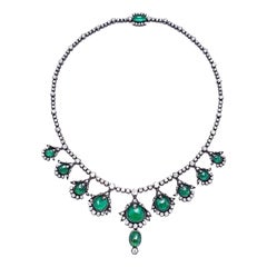 Collier d'émeraudes russes certifié ancien victorien, sans huile, 393,00 carats