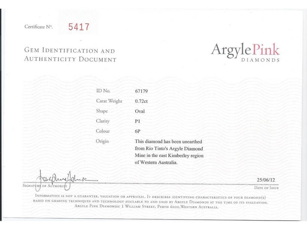 Certified Argyle Pink Diamond Ring 1
