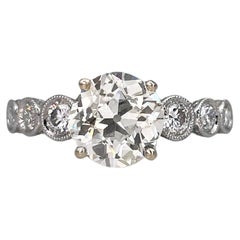 Antique Certified Art Deco 18 Karat Gold 2.36 Carat Diamond Engagement Ring
