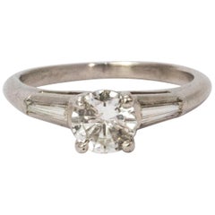 Certified Art Deco Diamond and 18 Karat White Gold Ring