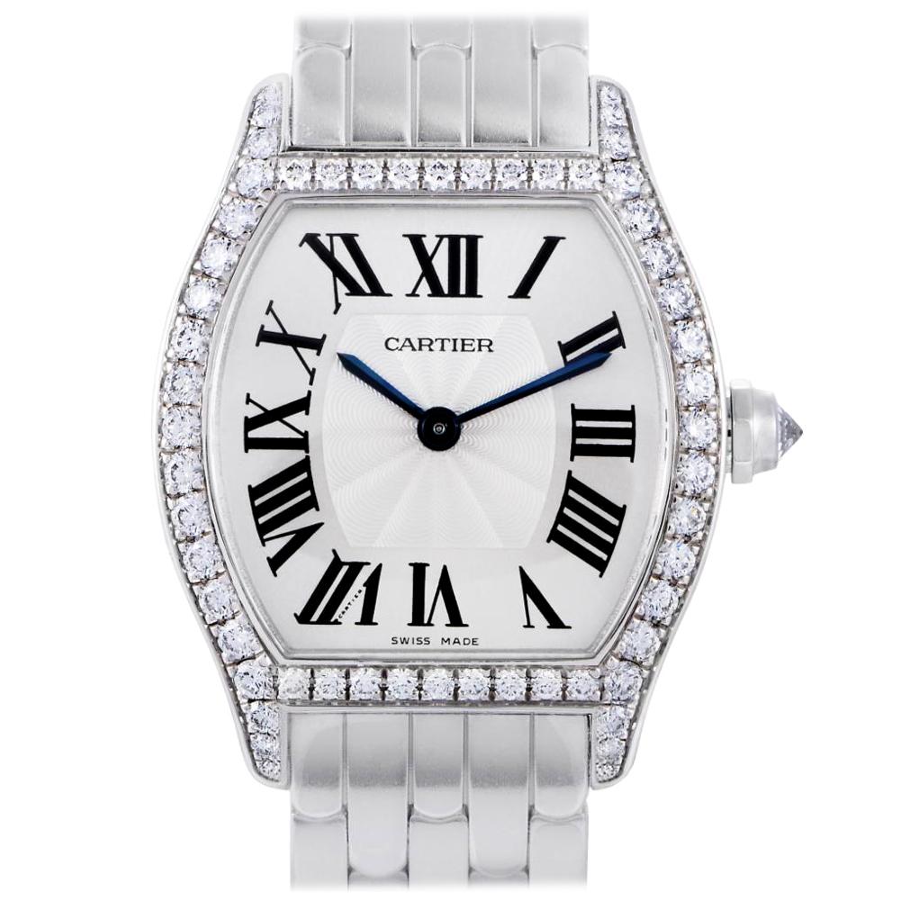 Certified Authentic and Warranty Cartier Tortue34914, Silver Dial For Sale