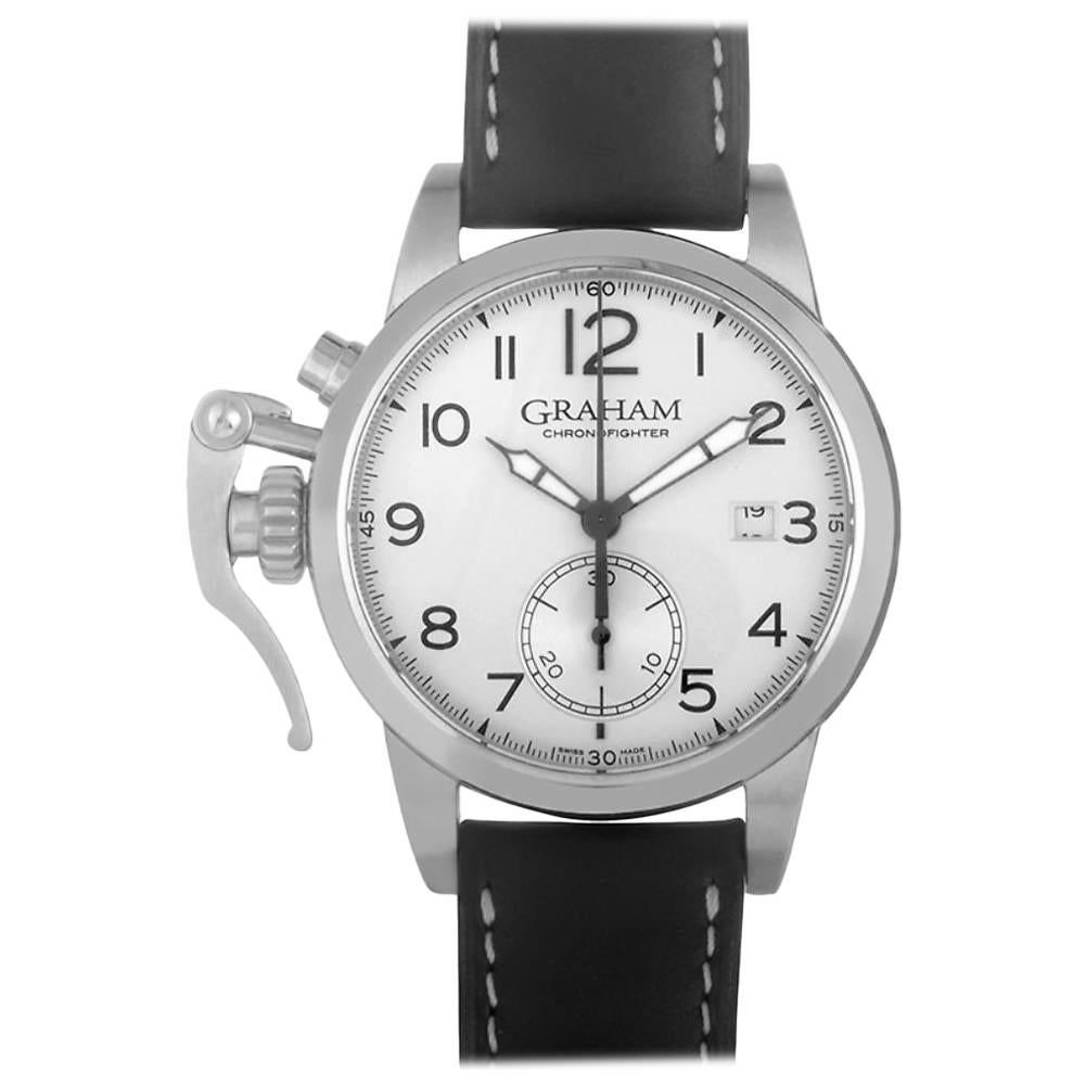 Certified Authentic and Warranty, Graham Chronofighter 5371, Silver Dial For Sale