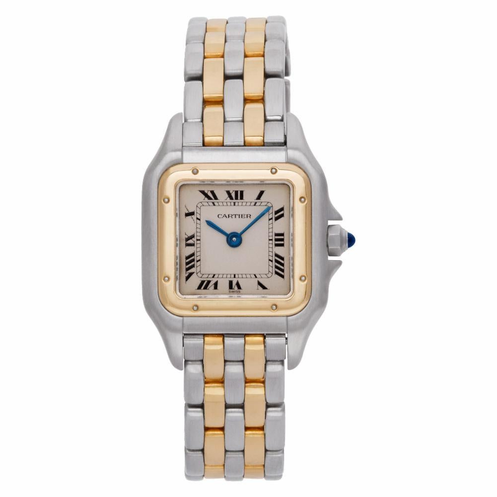 Cartier Panthere de Cartier Reference #:W25028B6. Cartier Panthere in 18k gold & stainless steel with two rows of gold. Quartz. Ref 166921. Circa 1990s. Fine Pre-owned Cartier Watch. Certified preowned Classic Cartier Panthere W25028B watch is made