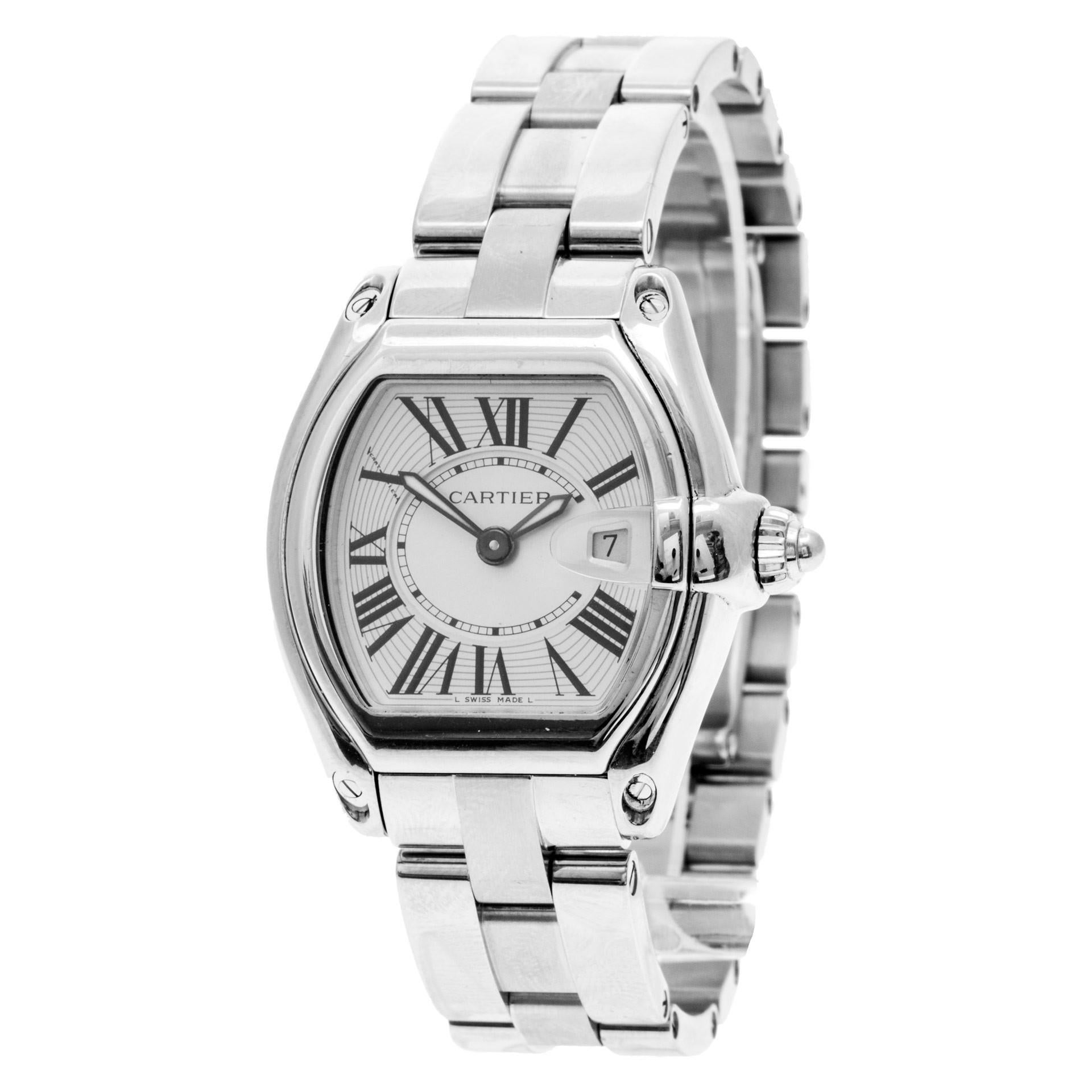 Certified Authentic Cartier Roadster 4020, Silver Dial In Good Condition For Sale In Miami, FL
