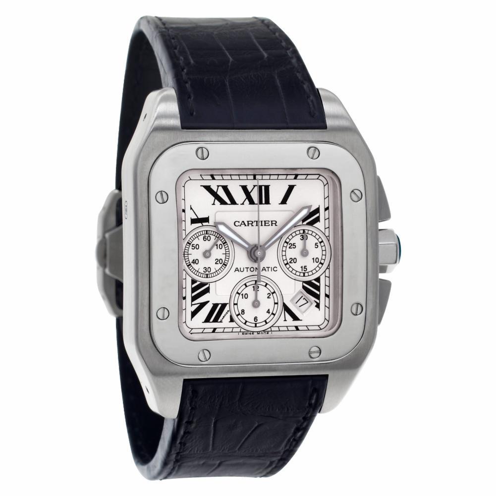 Contemporary Certified Authentic, Cartier Santos 1007140, White Dial For Sale