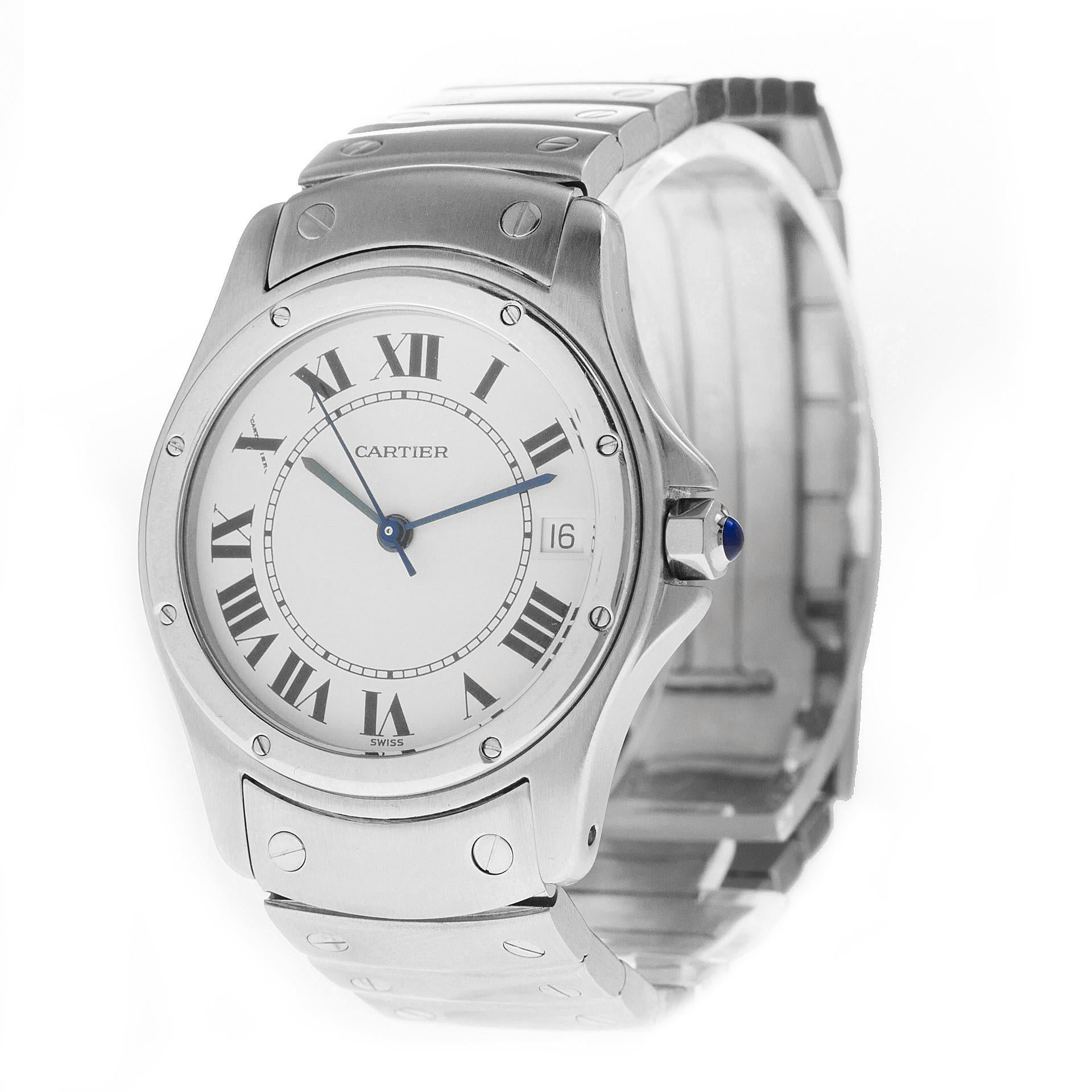 Certified Authentic, Cartier Santos de Cartier 3528, White Dial In Good Condition For Sale In Miami, FL