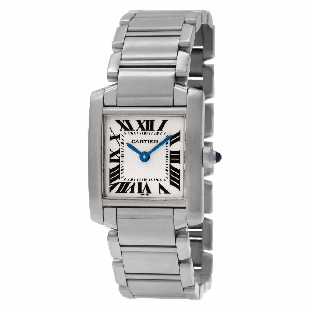 Contemporary Certified Authentic Cartier Tank Francaise 3119, Blue Dial