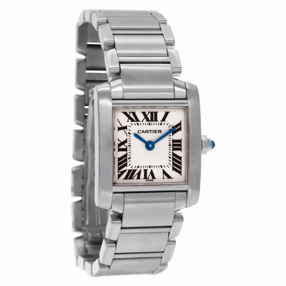 Certified Authentic Cartier Tank Francaise 3119, Blue Dial In Excellent Condition In Miami, FL