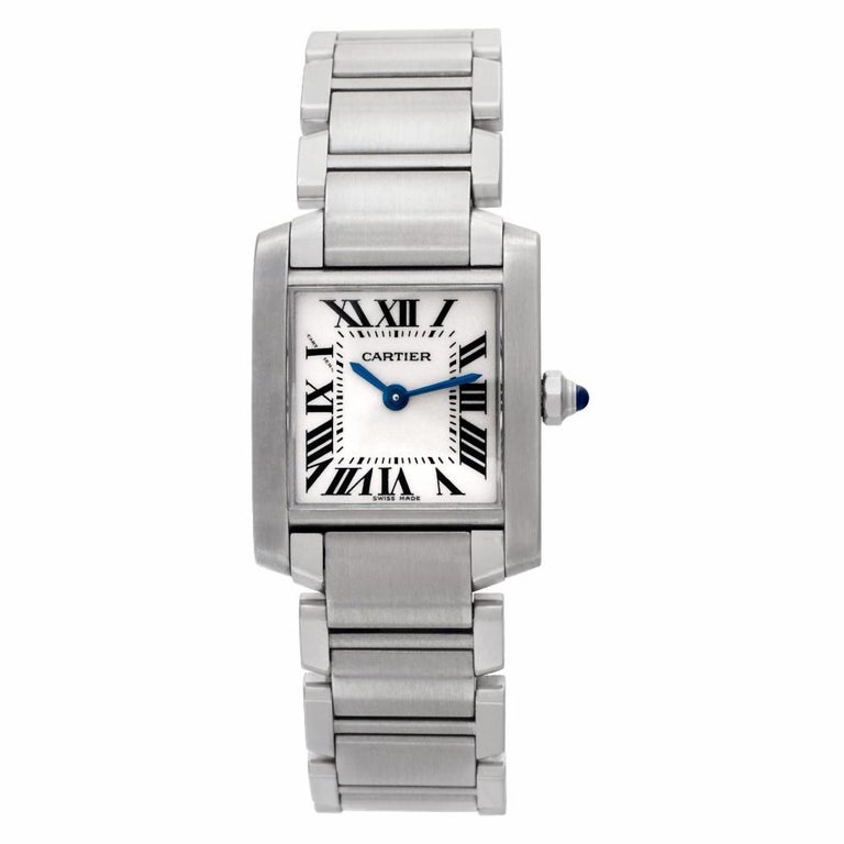 Certified Authentic Cartier Tank Francaise 3540, Black Dial at 1stDibs