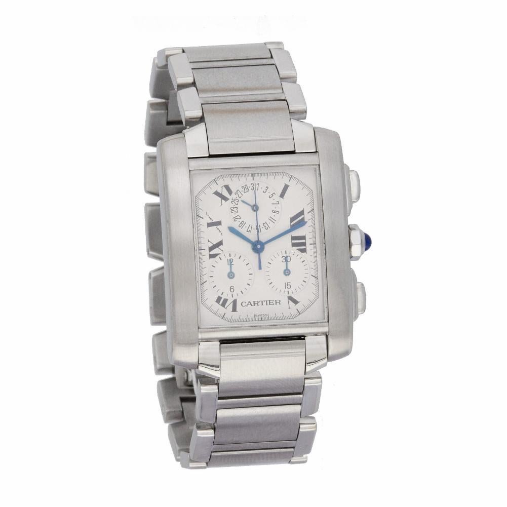Certified Authentic Cartier Tank Francaise 5028, Beige Dial In Excellent Condition For Sale In Miami, FL
