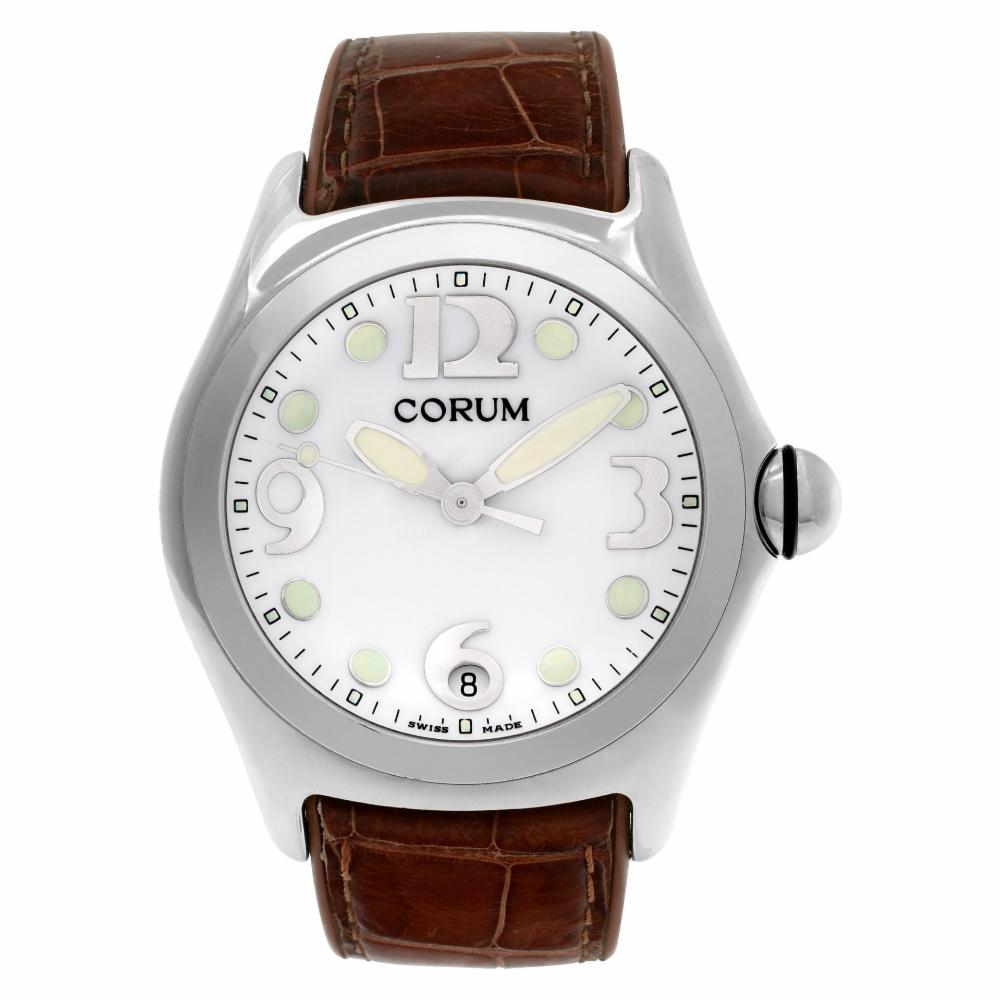 Corum Bubble Reference #:163.150.20 . Corum Bubble XL in stainless steel on a brown Corum strap. Quartz with sweep seconds and date. Ref 163.150.20. Circa 2000s. Fine Pre-owned Corum Watch. Certified preowned Classic Corum Bubble 163.150.20 watch is