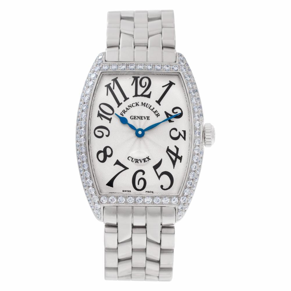 Franck Muller Curvex Reference #:7502 QZDP. Franck Muller Curvex in stainless steel with original diamond dial bezel. Quartz. With box. Ref 7502 qz d. Circa: 2000's Fine Pre-owned Franck Muller Watch. Certified preowned Dress Franck Muller Curvex