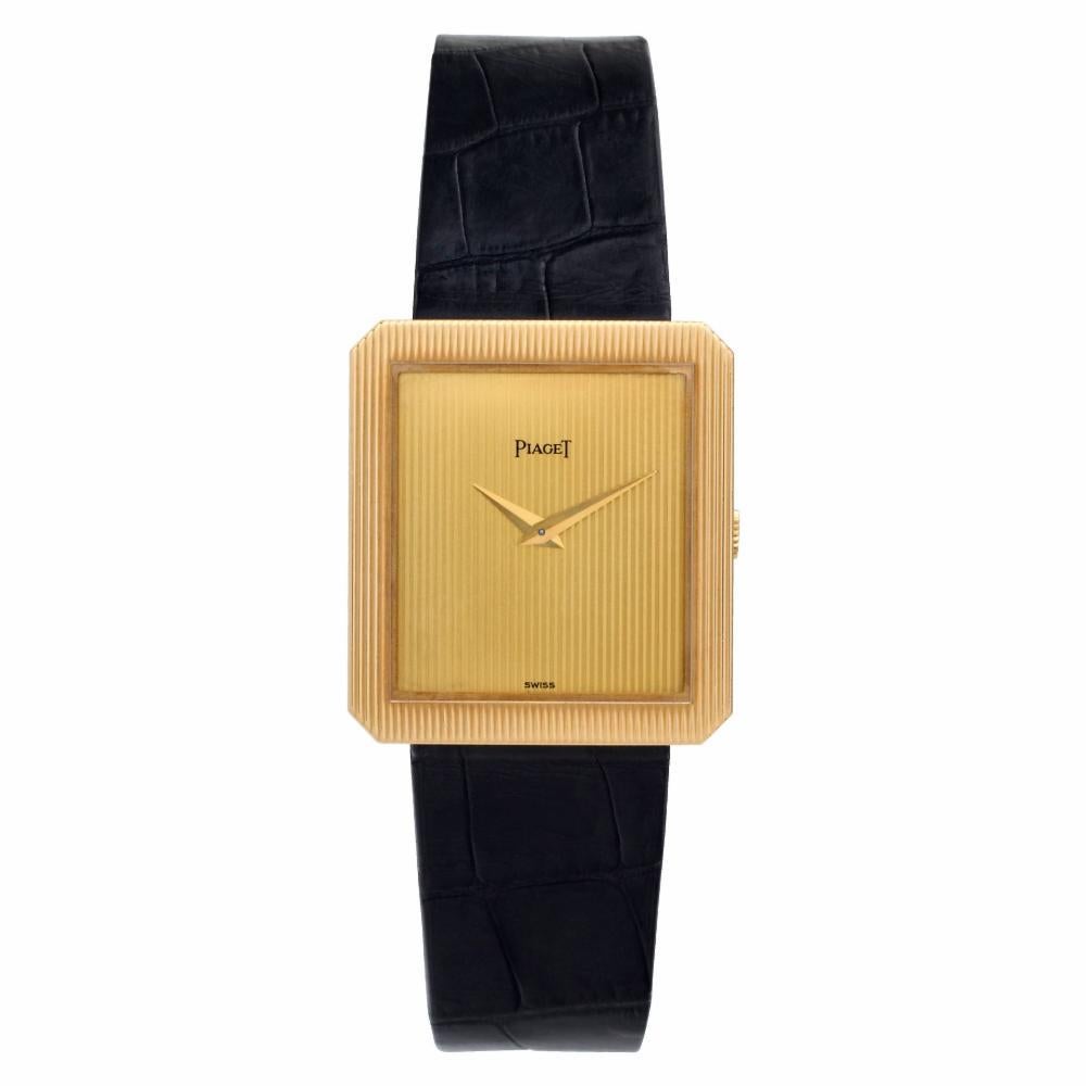 Piaget Protocol Reference #:9154. Piaget Protocol in 18k gold on a black alligator strap. Manual. Ref 9154. Circa 1980s. Fine Pre-owned Piaget Watch. Certified preowned Classic Piaget Protocol 9154 watch is made out of yellow gold on a Black Leather